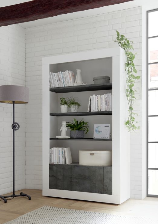 Como Two Door/four Shelf Bookcase – White Gloss And Anthracite Finish |  Bookcases And Shelves With Regard To Two Door Bookcases (View 8 of 15)