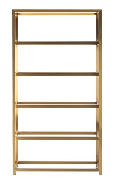 Contemporary Metal + Glass Bookcase – Safavieh Regarding Gold Bookcases (View 6 of 15)