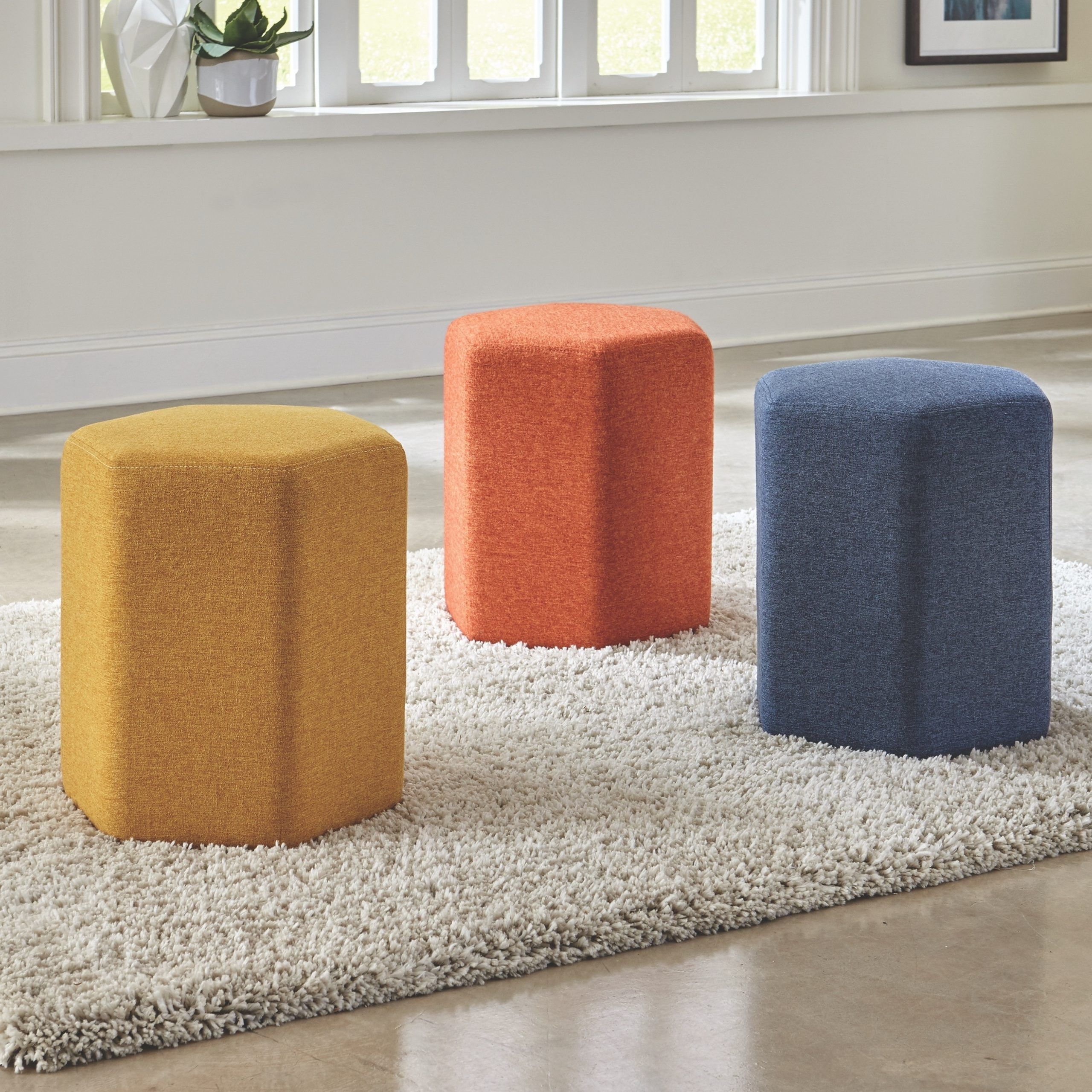 Contemporary Modern Style Hexagon Shaped Ottoman – Overstock – 33906412 Throughout Hexagon Ottomans (View 1 of 15)