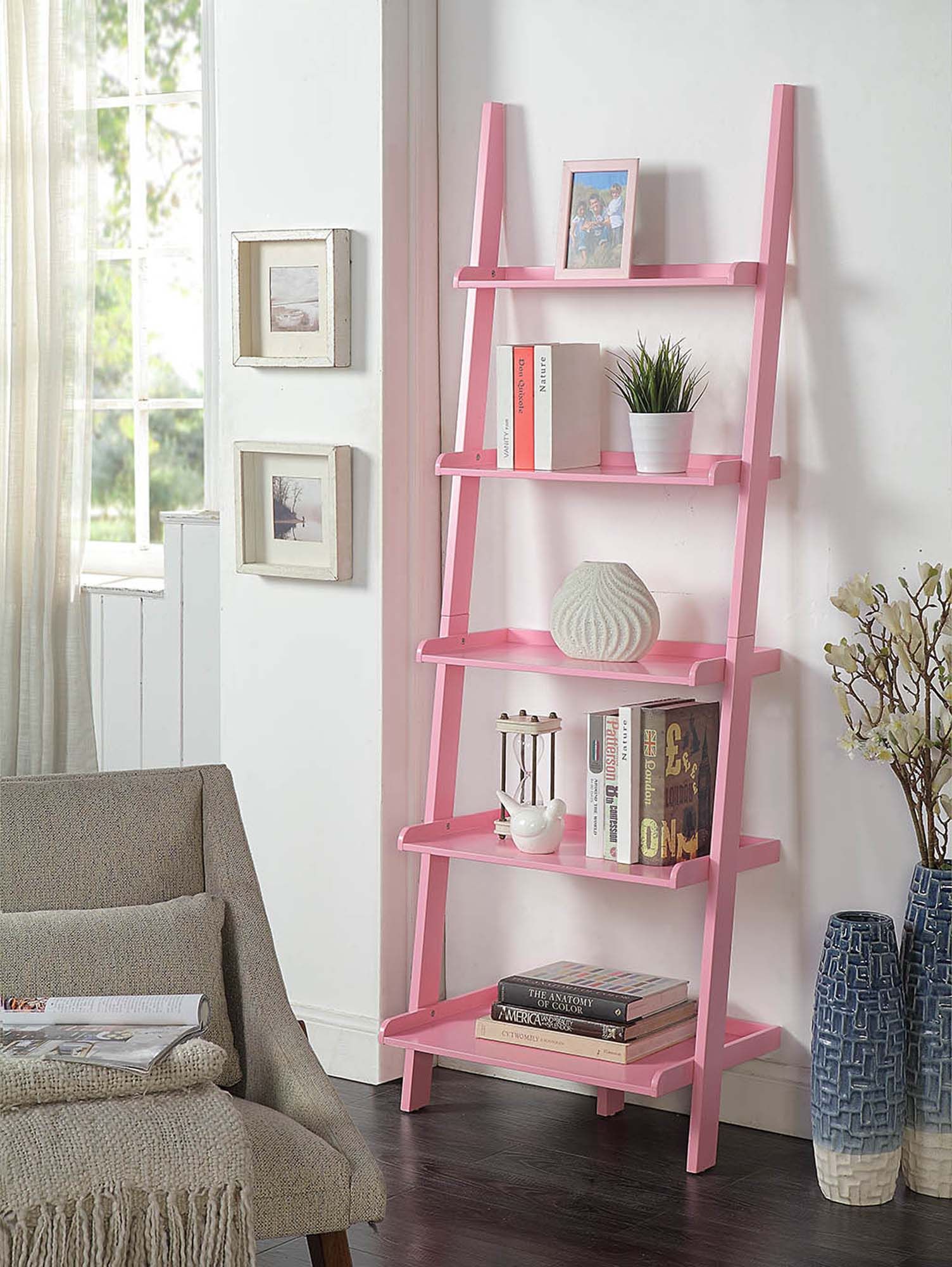Convenience Concepts American Heritage Bookshelf Ladder, Light Pink –  Walmart Within Light Pink Bookcases (View 2 of 15)