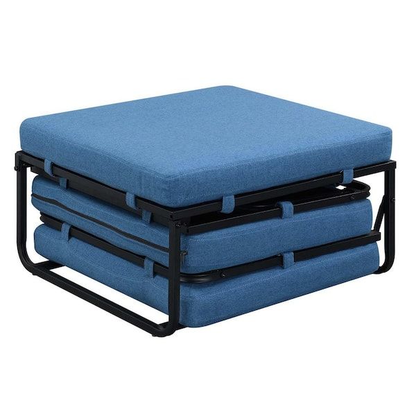 Convenience Concepts Designs4comfort Soft Blue Fabric Folding Bed Ottoman  R8 176 – The Home Depot In Blue Folding Bed Ottomans (View 13 of 15)