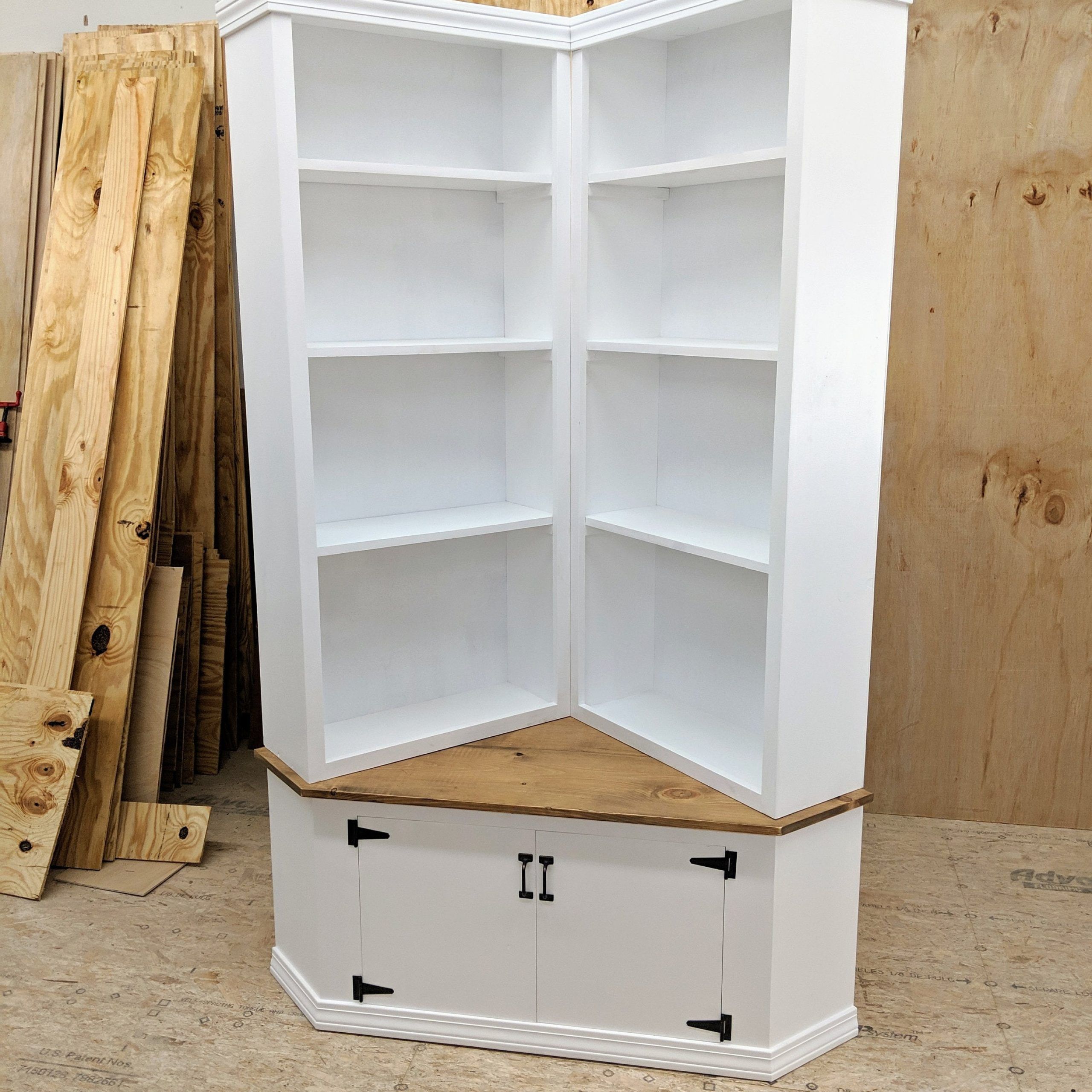 Corner Bookcase With Seat / Farmhouse/farm House / Rustic / – Etsy For Corner Bookcases (View 8 of 15)