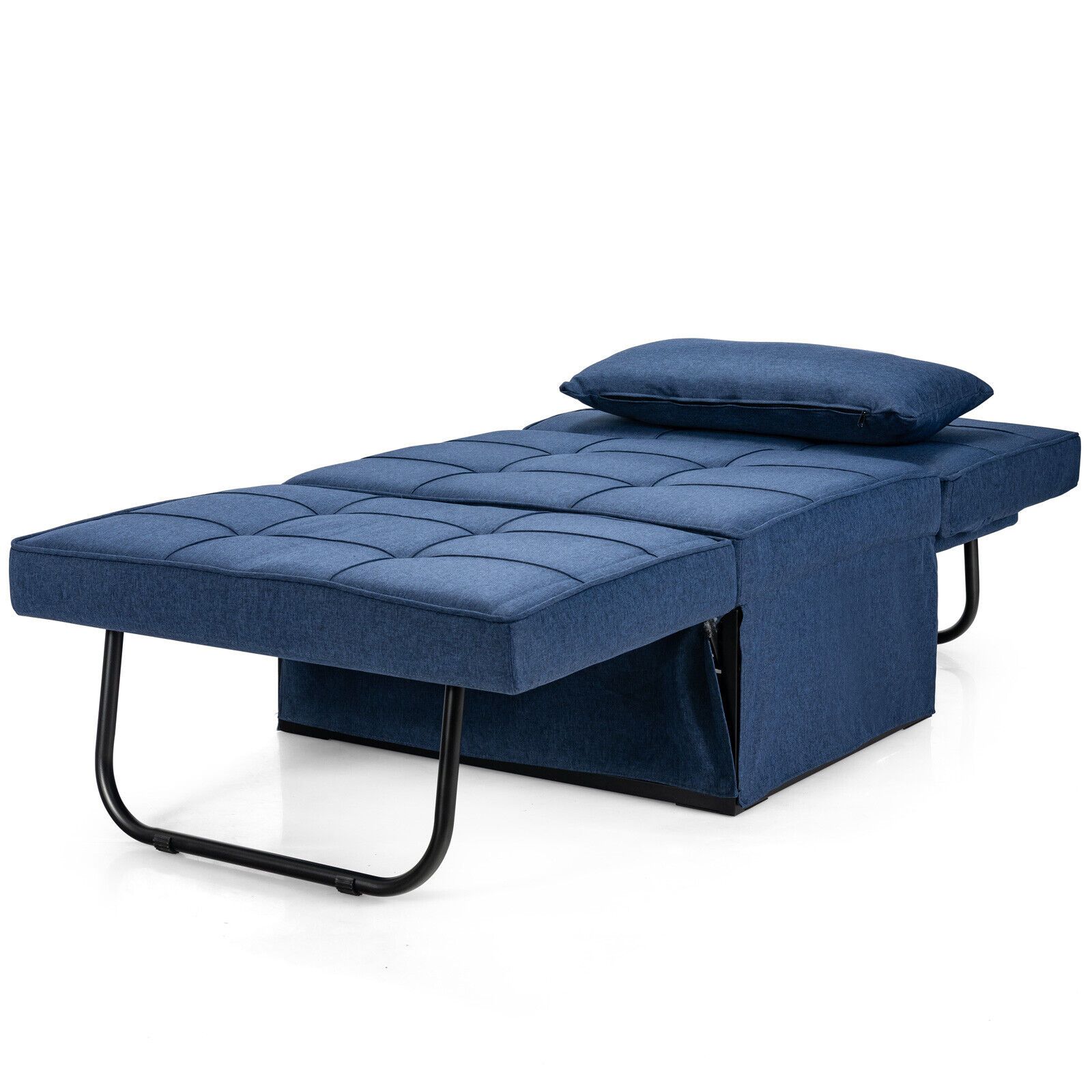 Costway 4 In 1 Multi Function Sofa Bed Convertible Sleeper Folding Ottoman  Blue | Ebay In Blue Folding Bed Ottomans (View 11 of 15)