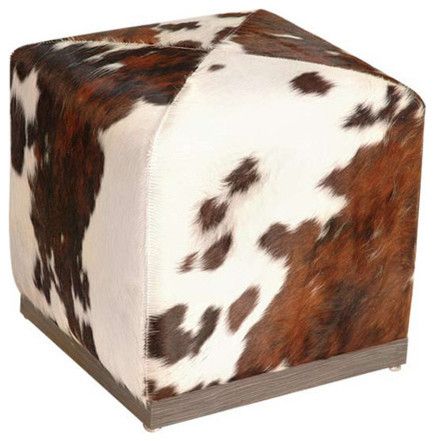 Cube Ottoman, Natural Cowhide – Contemporary – Footstools And Ottomans – Advanced Interior Designs | Houzz Within White Cow Hide Ottomans (View 15 of 15)