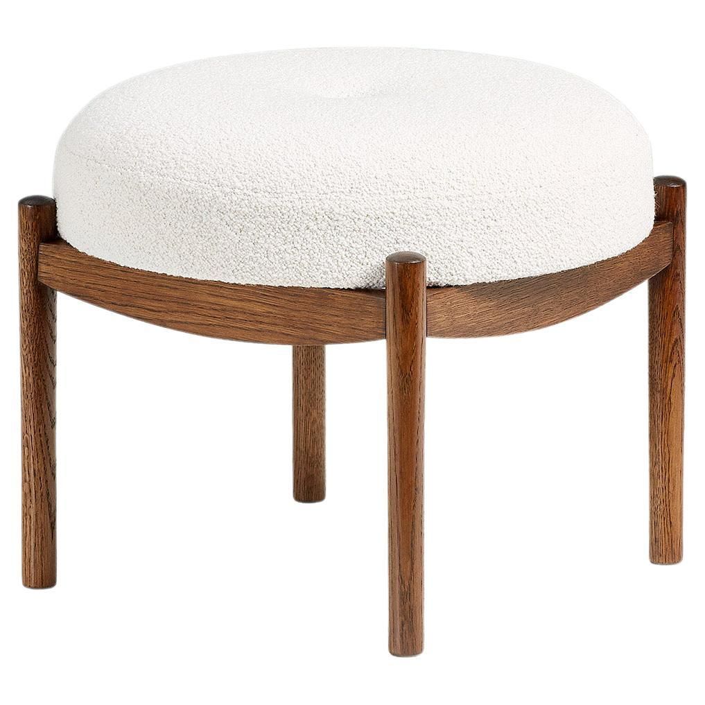 Custom Made Walnut And Shearling Round Ottoman For Sale At 1stdibs Regarding Satin Black Shearling Ottomans (View 3 of 15)