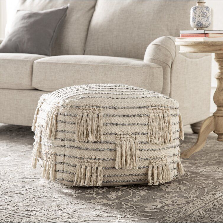 Dakota Fields Fidelis Upholstered Pouf & Reviews | Wayfair With Regard To Ottomans With Sequins (View 15 of 15)