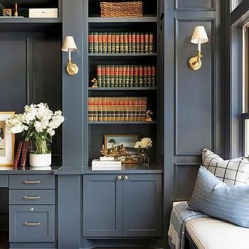 Dark Blue Built In Bookcase Design Ideas With Regard To Navy Blue Bookcases (View 8 of 15)