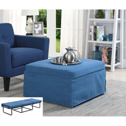 Designs4comfort Folding Bed Ottoman , Soft Blue Fabric | Ebay Within Blue Folding Bed Ottomans (View 1 of 15)