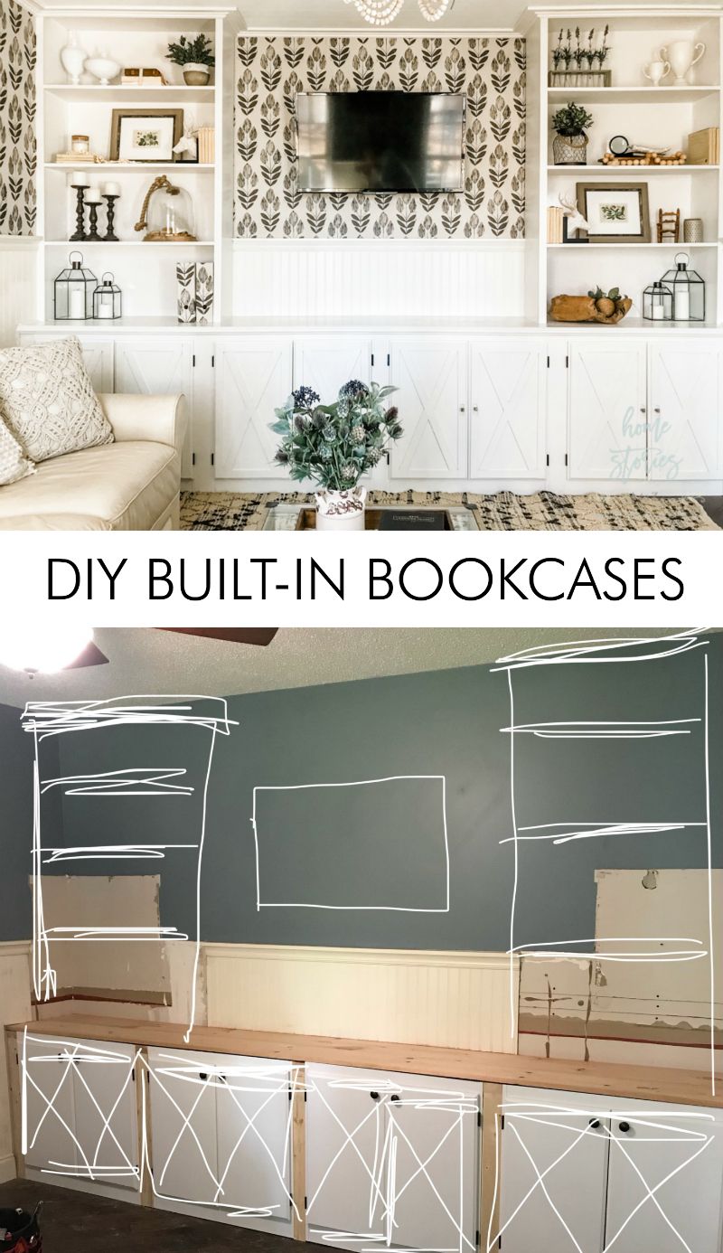 Diy Built In Bookcase And Cabinets For Bookcases With Shelves And Cabinet (View 15 of 15)