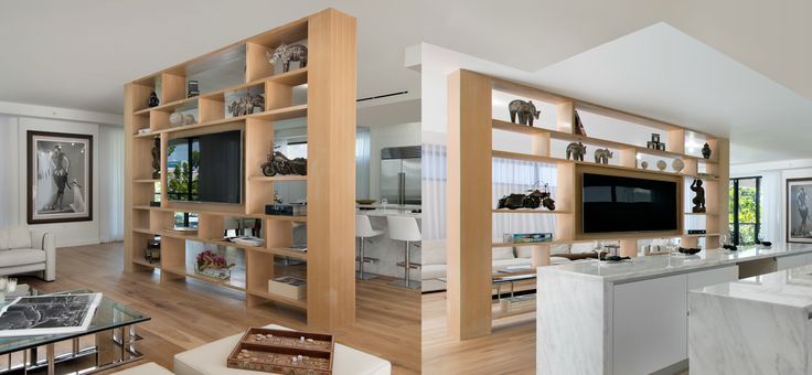 Dual Sided Room Divider/bookcase. Modern. Minimalist. Built In Tv Display (View 6 of 15)