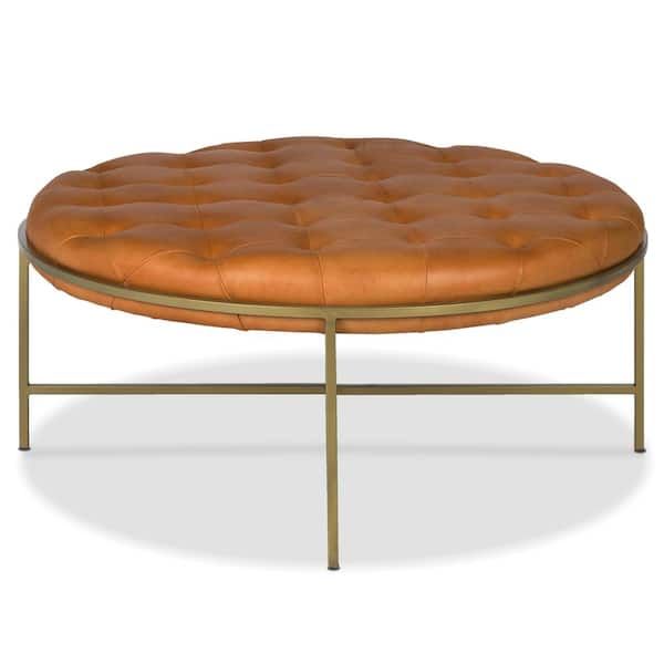 Edgemod Cala Saddle Tan/antique Brass Ottoman Hd Lr 765 2 – The Home Depot With Regard To Antique Brass Ottomans (View 13 of 15)