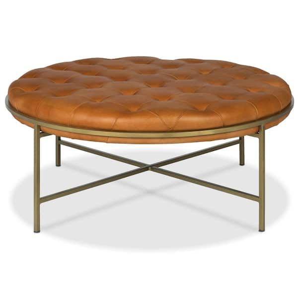 Edgemod Cala Saddle Tan/antique Brass Ottoman Hd Lr 765 2 – The Home Depot With Regard To Antique Brass Ottomans (View 9 of 15)
