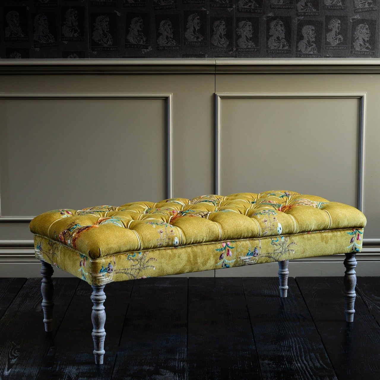 Edward Ottoman Tufted Bench – Chinoiserie Velvet – Ottomans – Furniture –  Products With Regard To Bench Ottomans (View 2 of 15)