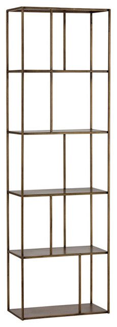 Eiffel Antique Brass Bookcase – Transitional – Bookcases  Sunpan Modern  Home | Houzz Intended For Brass Bookcases (Photo 12 of 15)