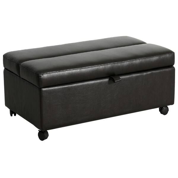 Espresso Brown Casters Sleeper Ottoman Bh 1021 80 6520 – The Home Depot Intended For Sleeper Ottomans (View 11 of 15)