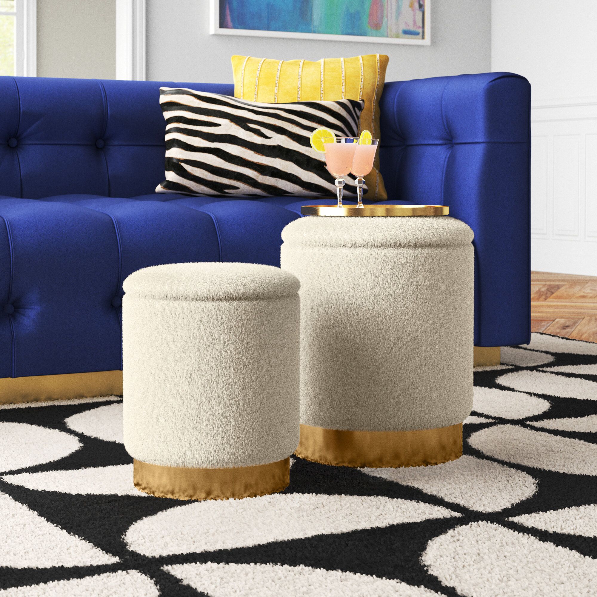 Etta Avenue™ Grayton Upholstered Storage Ottoman & Reviews | Wayfair Intended For Gold Storage Ottomans (View 9 of 15)