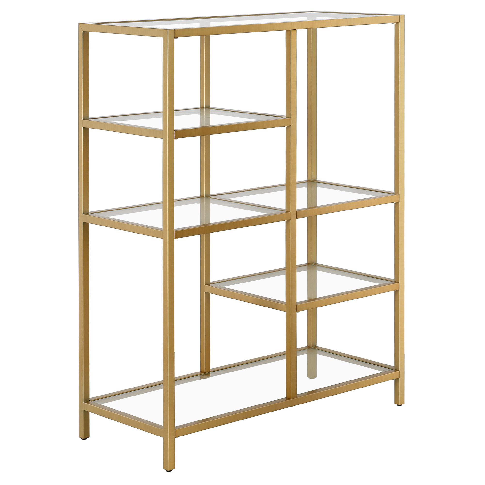 Evelyn&zoe Modern Brass Bookcase, Gold – Walmart Pertaining To Brass Bookcases (Photo 10 of 15)