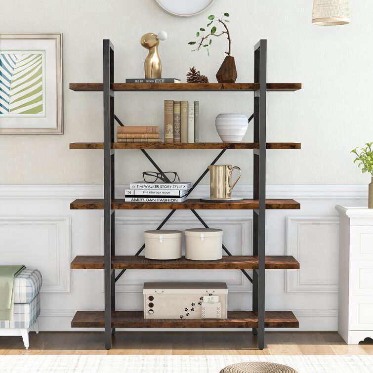 Foundstone™ Hadler 63'' H X 47'' W Steel Etagere Bookcase & Reviews |  Wayfair Within Powder Coat Finish Bookcases (View 6 of 15)