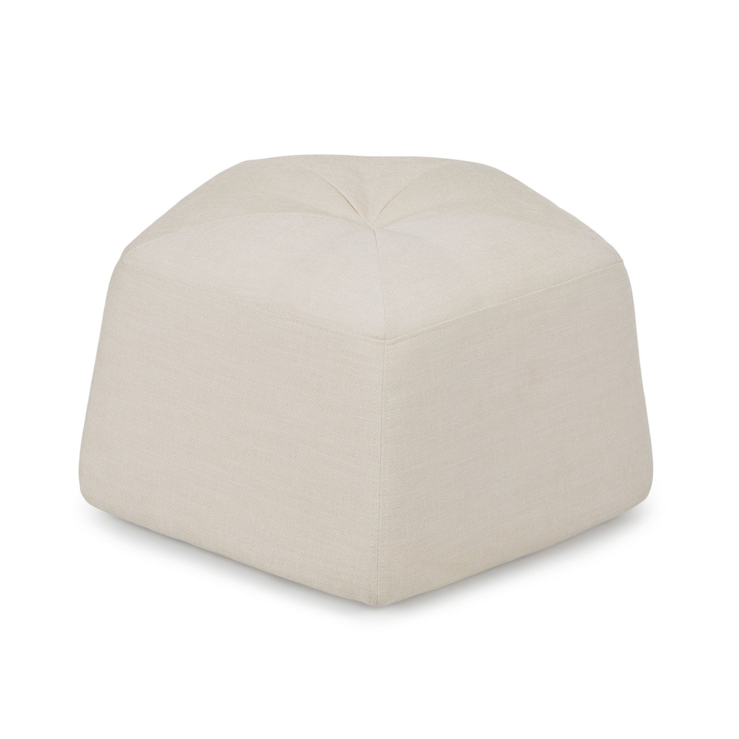 Francolin Jasmine Ivory Fabric Geometric & Tufted Ottoman | Article Within Soft Ivory Geometric Ottomans (View 4 of 15)