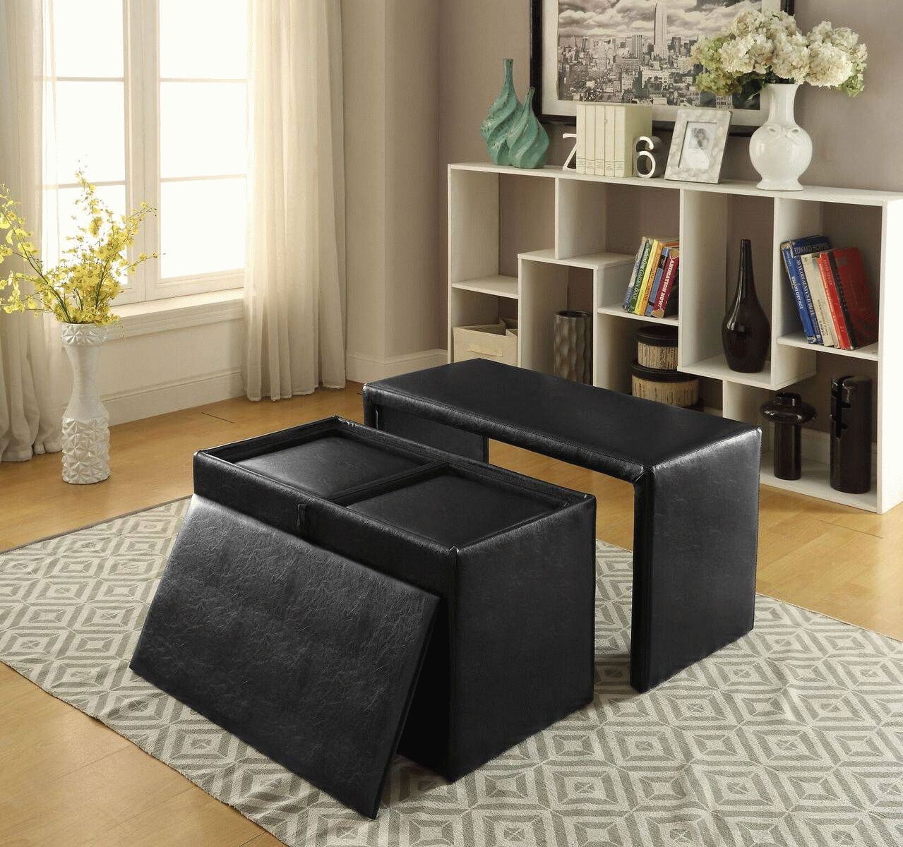 Furniture Of America Hidalgo Contemporary 4 Piece Nesting Bench And Ottoman  Set In Dark Brown – Enitial Lab Idf Bn6196db Pertaining To Nesting Ottomans Set Of  (View 15 of 15)