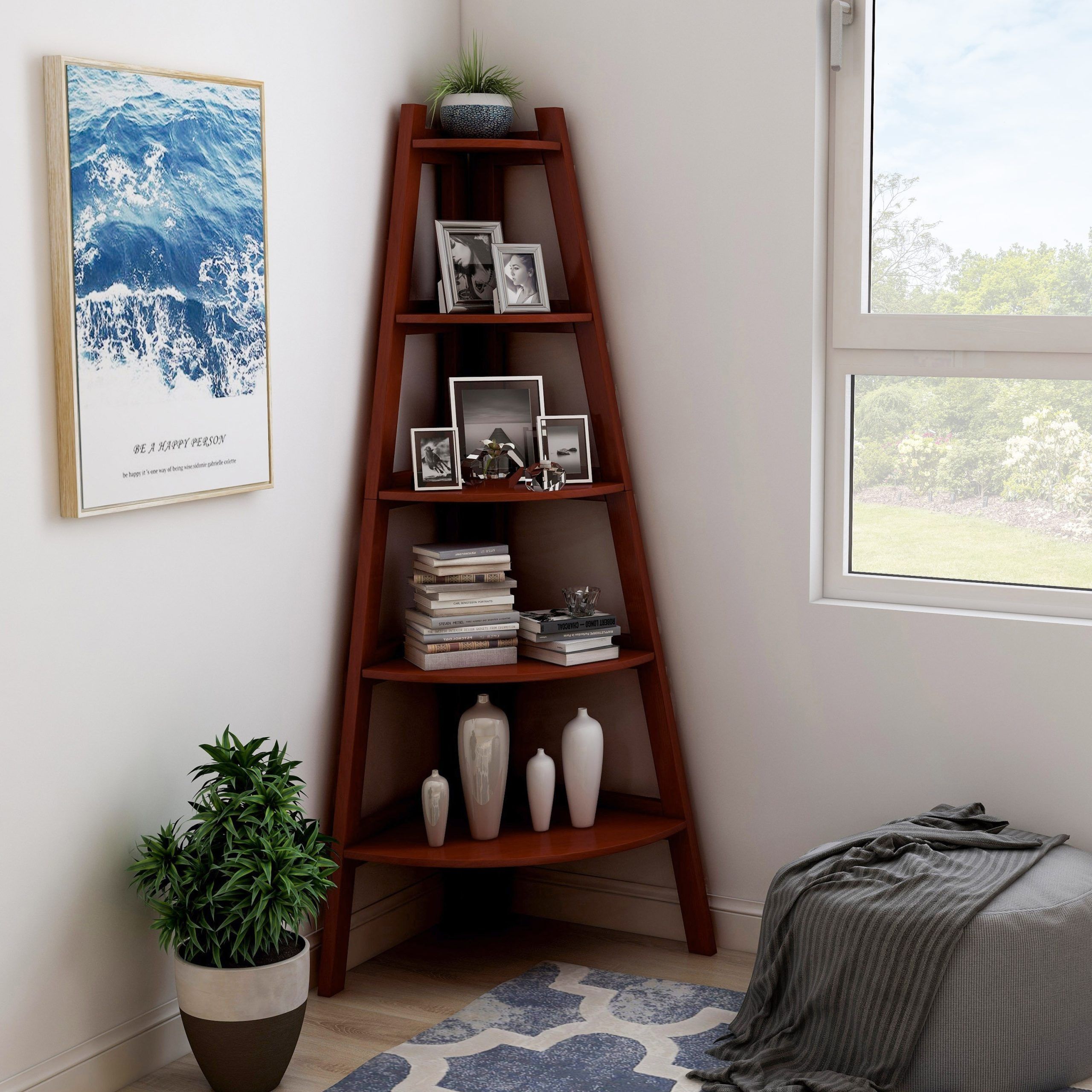 Furniture Of America Kiki 5 Tier Corner Ladder Display Bookshelf – On Sale  – Overstock – 20254718 Within Corner Ladder Bookcases (Photo 13 of 15)