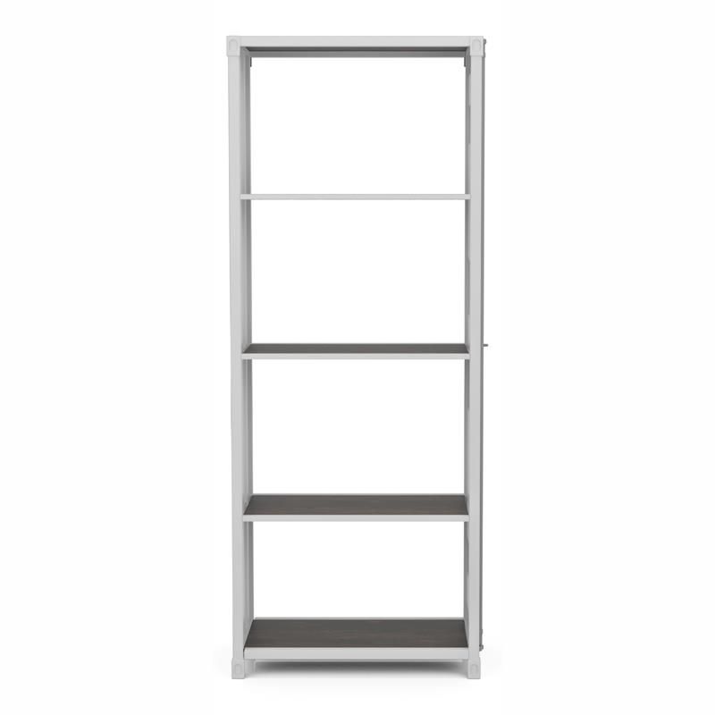 Furniture Of America Mandom Modern Metal 4 Shelf Bookcase In Sand White |  Cymax Business With Regard To Gun Metal Black Bookcases (View 14 of 15)