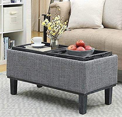 Furniture Of Home Storage Ottoman Coffee Table Modern Eco Friendly With Reversible  Tray Tops | Storage Ottoman Coffee Table, Ottoman Coffee Table, Coffee Table Intended For Ottomans With Reversible Tray (View 8 of 15)