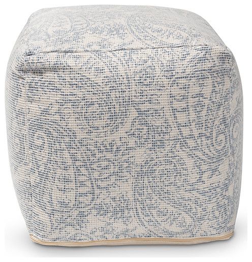 Geneva Ivory And Blue Handwoven Paisley Pouf Ottoman – Mediterranean –  Floor Pillows And Poufs  Ihome Studio | Houzz In Polyester Handwoven Ottomans (Photo 11 of 15)