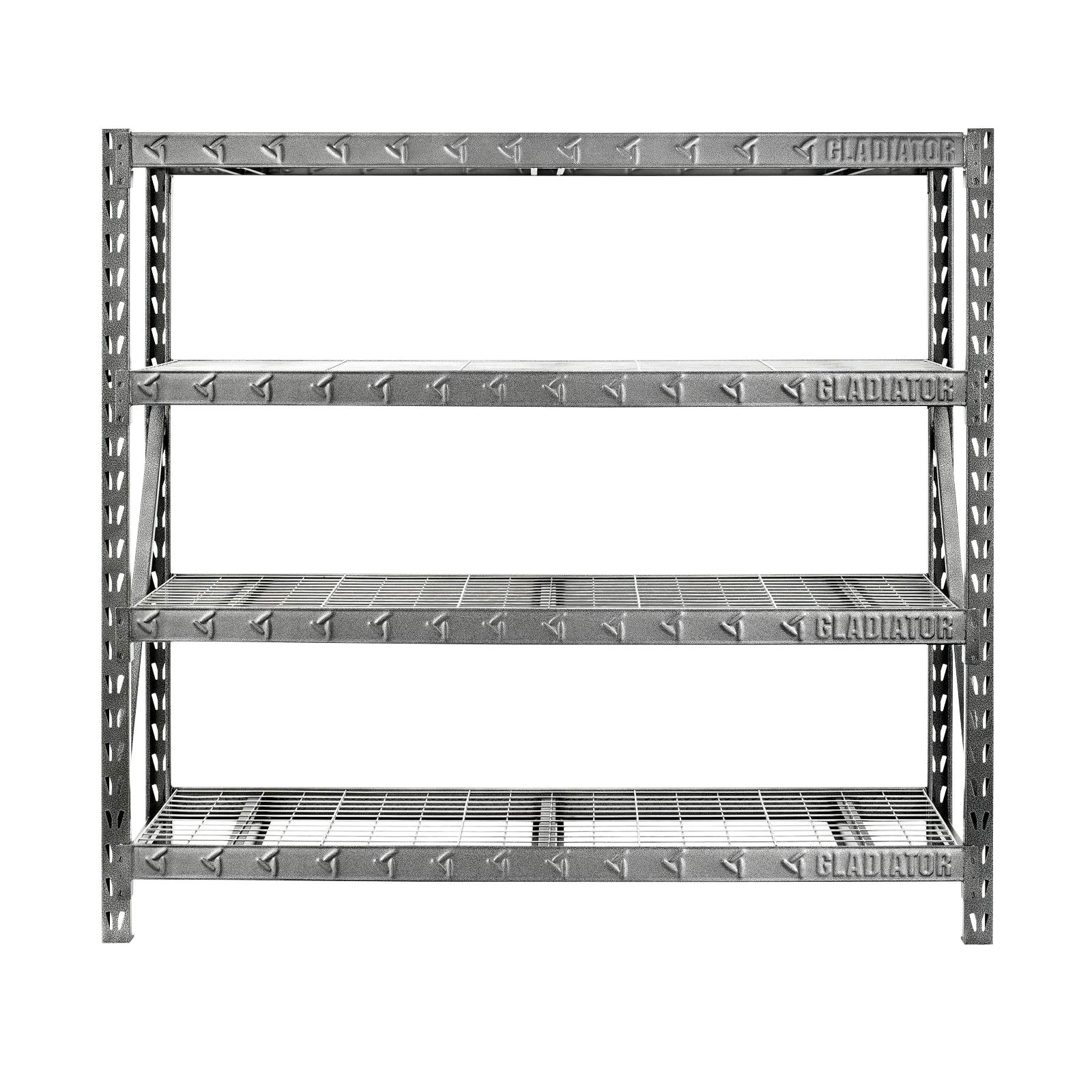 Gladiator Steel Heavy Duty 4 Tier Utility (77 In W X 24 In D X 72 In H) In  The Freestanding Shelving Units Department At Lowes In 77 Inch Free Standing Bookcases (View 12 of 15)