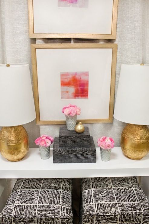 Gold Leaf Table Lamps – Contemporary – Entrance/foyer – Summer House Style Intended For White Lacquer Ottomans (Photo 12 of 15)