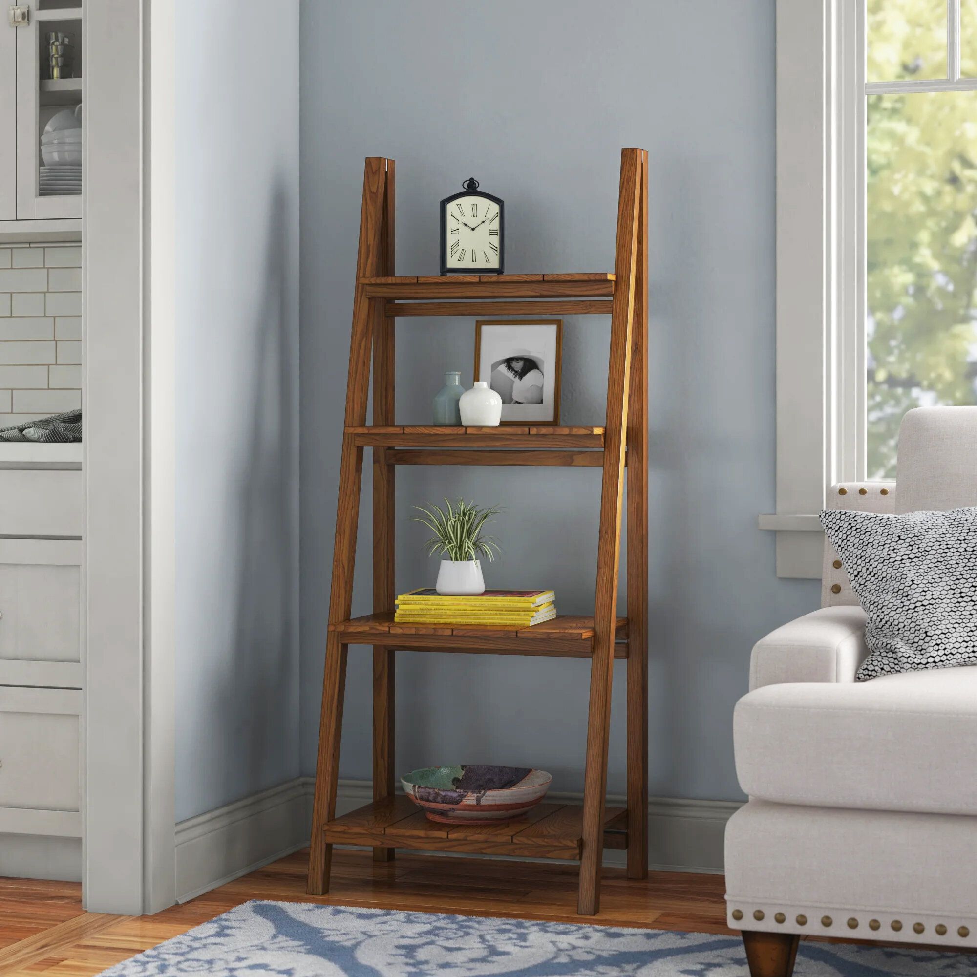 Gracie Oaks Deethya 60'' H X 24'' W Solid Wood Ladder Bookcase & Reviews |  Wayfair Intended For Wooden Ladder Bookcases (Photo 13 of 15)