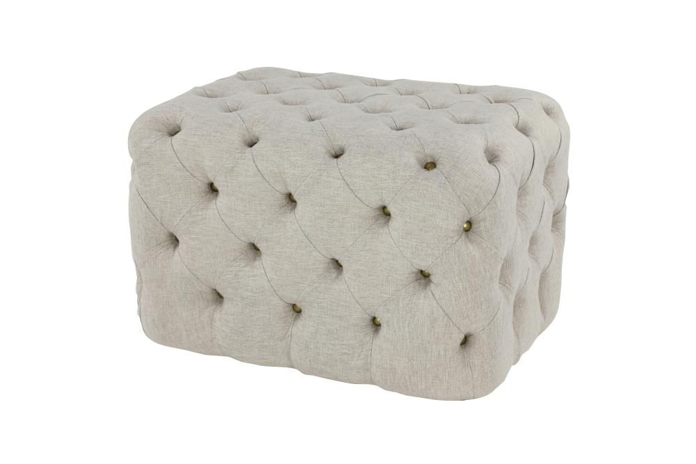 Grayson Lane Modern Beige Linen Rectangle Ottoman In The Ottomans & Poufs  Department At Lowes With Regard To Solid Linen Cube Ottomans (View 14 of 15)