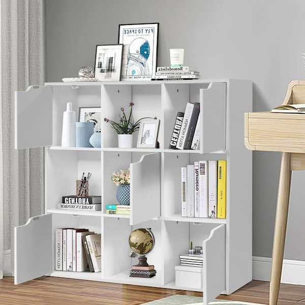 Gymax 35.5 In. H 9 Cube Bookcase Cabinet Wood Bookcase Storage Shelves Room  Divider Organization Gym04766 – The Home Depot With Minimalist Divider Bookcases (Photo 11 of 15)