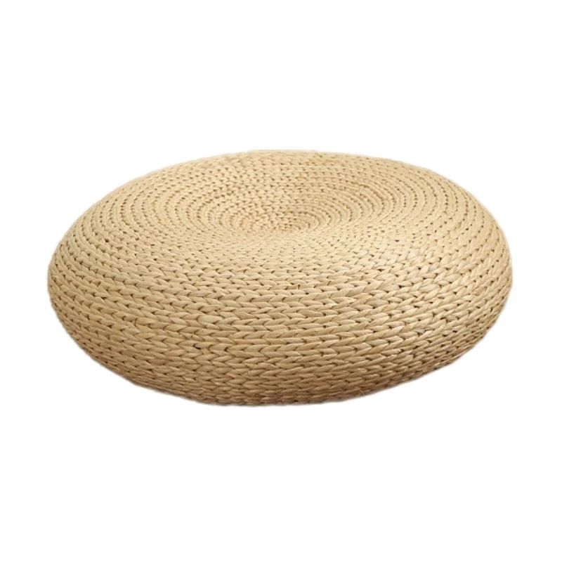 Handcrafted Eco Friendly Breathable Woven Straw Seat Cushion Natural Straw  Futon Pouf Ottoman Floor Seating Tatami Futon Stool|stools & Ottomans| –  Aliexpress In Natural Ottomans (View 2 of 15)