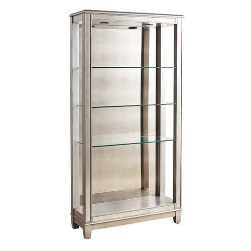 Hayworth Mirrored Silver Wood Tall Bookshelf In Mirrored Glass Bookcases (View 2 of 15)