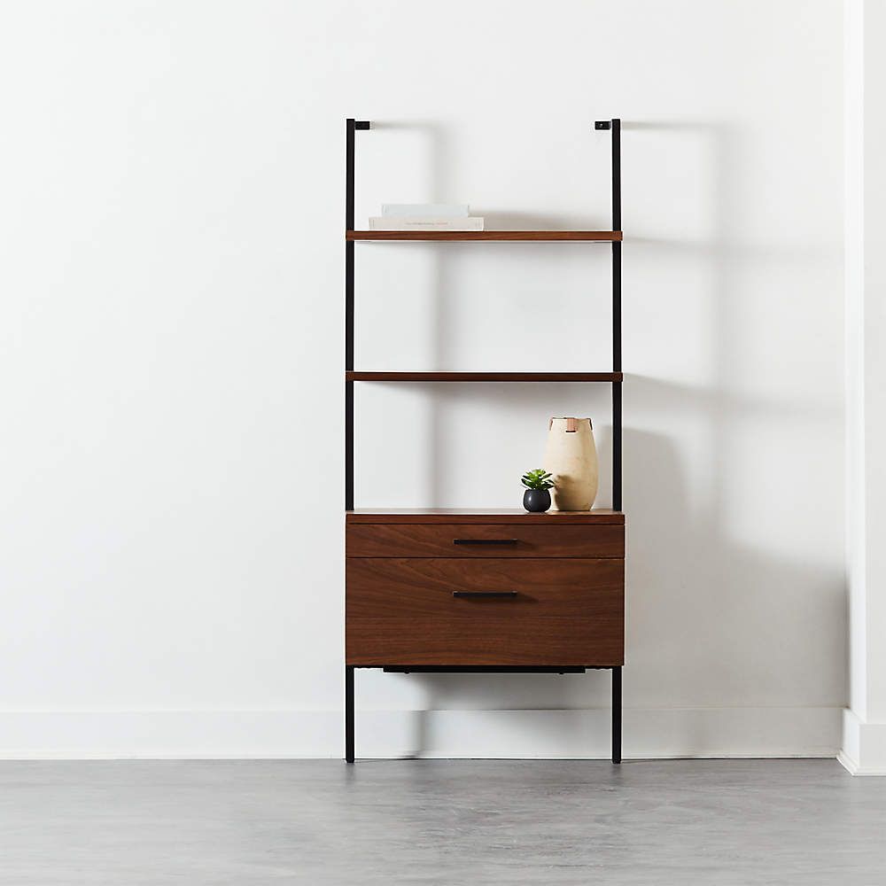 Helix 70" Walnut Bookcase With 2 Drawers + Reviews | Cb2 For Bookcases With Drawer (View 14 of 15)