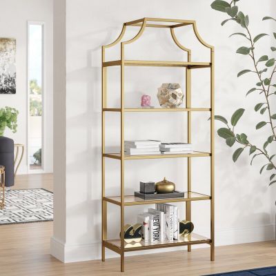 Home Furniture Antique Modern Glass Ladder Bookcase Shelf With Golden Metal  Shelf For Living Room – China Antique Furniture And Classic Furniture In Gold Glass Bookcases (View 10 of 15)