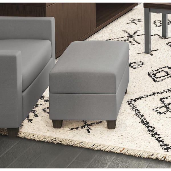 Homestyles Dylan Gray Ottoman 2001 08 Fb02 – The Home Depot Within Matte Grey Ottomans (View 15 of 15)