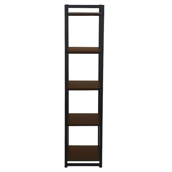 Household Essentials Black Metal Tower Tall And Narrow Bookshelf With 5  Shelves 8135 1 – The Home Depot Throughout 14 Inch Tower Bookcases (View 13 of 15)