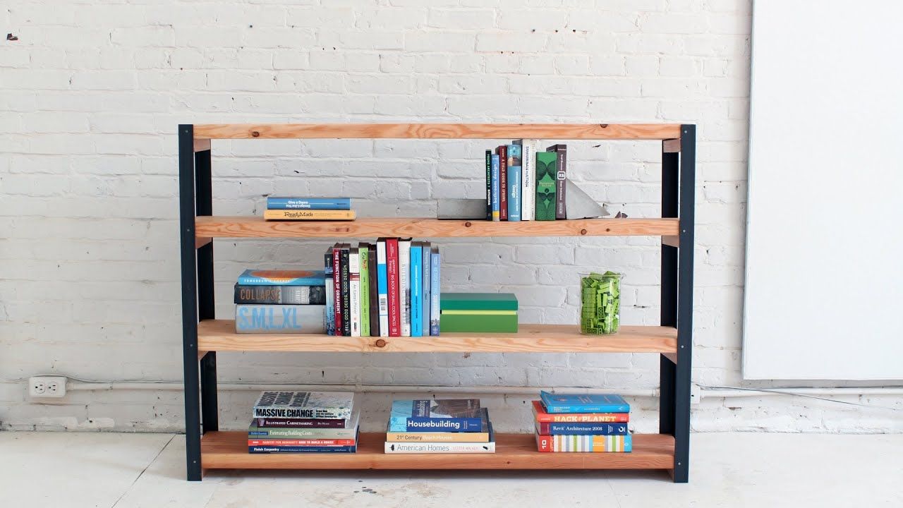 How To Make An Ironbound Diy Bookcase Out Of Angle Irons And 2x10s – Youtube For Square Iron Bookcases (View 9 of 15)