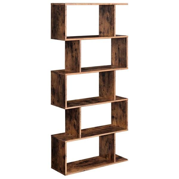 Industiral Wooden Bookcase 5 Tier Display Shelf Storage Shelving Bookshelf  | Lamawood Uk Within Five Tier Bookcases (Photo 8 of 15)