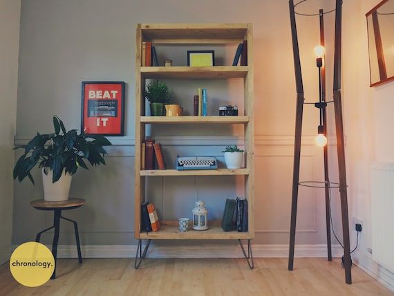 Industrial Bookcase Bookshelves On Hairpin Legs Scaffold – Etsy Italia With Regard To Industrial Bookcases (View 9 of 15)