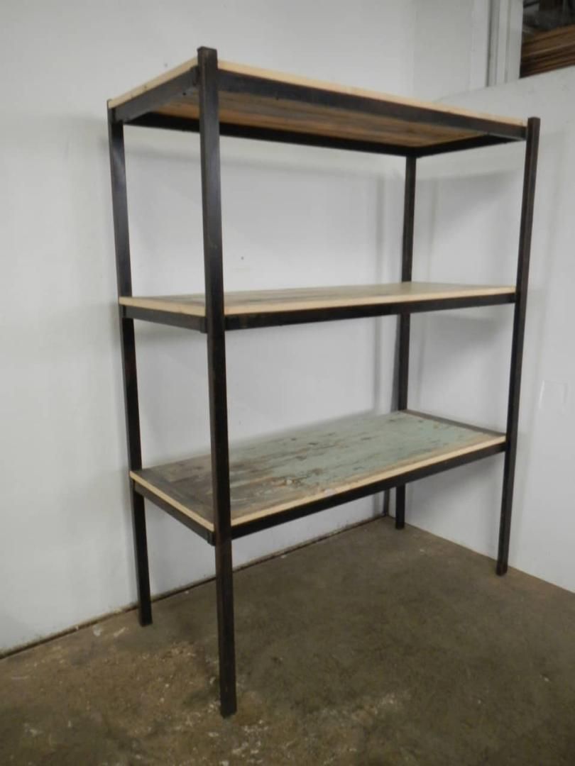 Industrial Bookcase In Iron And Wood | Grand Vintage Intended For Square Iron Bookcases (View 11 of 15)
