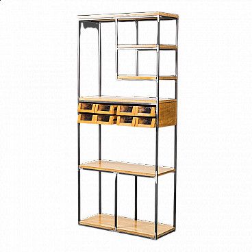 Industrial Bookcase In Wrought Iron And Wood, 70s | Intondo In Square Iron Bookcases (View 1 of 15)