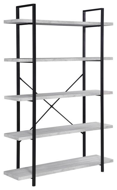 Industrial Bookcase Open Etagere Book Shelf Metal/wood – Industrial –  Bookcases  Onebigoutlet | Houzz Regarding Gray Metal Stone Bookcases (View 7 of 15)