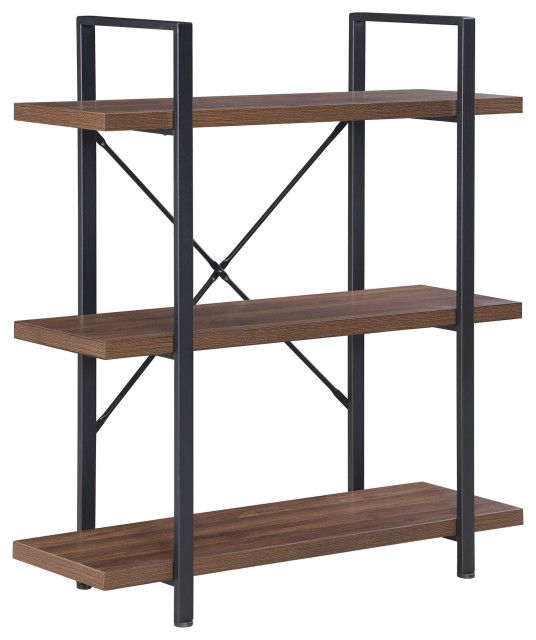 Industrial Bookcase Open Etagere Book Shelf Metal/wood – Industrial –  Bookcases  Onebigoutlet | Houzz Throughout Bookcases With Open Shelves (View 7 of 15)