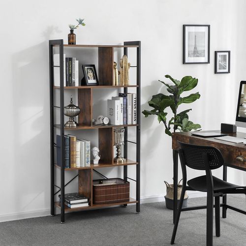 Industrial Style Bookshelf For Sale | Home Office Furniture | Vasagle Songmics Throughout Four Tier Bookcases (View 2 of 15)
