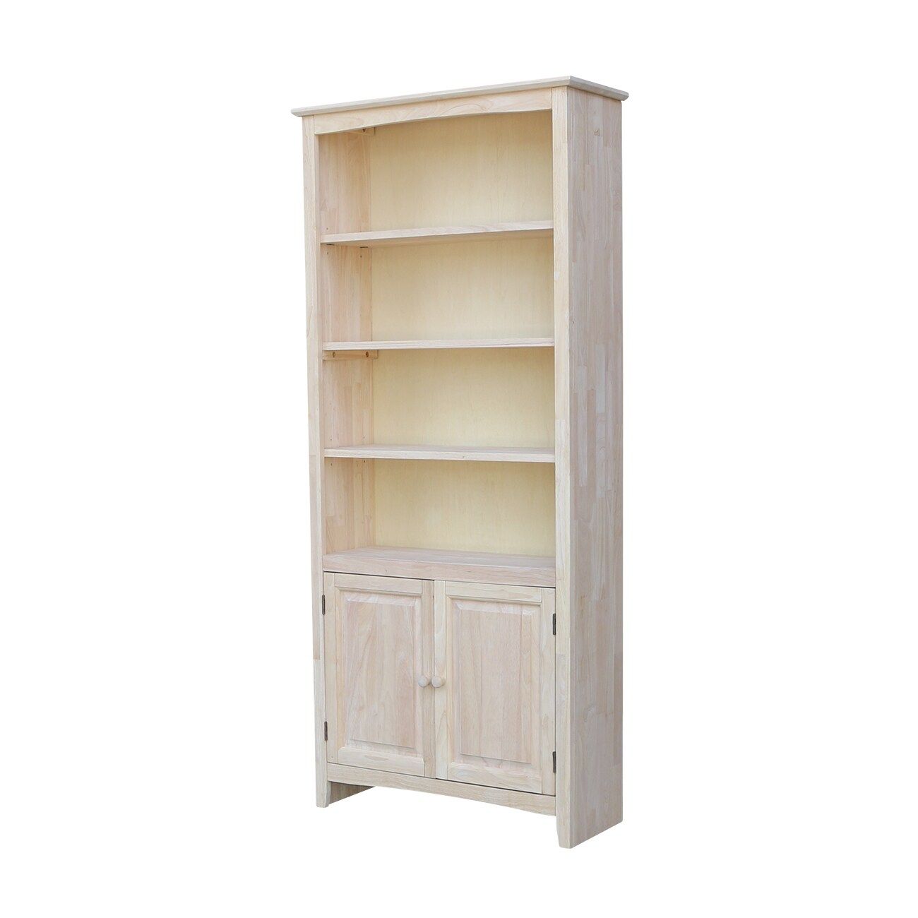 International Concepts Natural Wood 6 Shelf Bookcase With Doors (32 In W X  72 In H X 12 In D) In The Bookcases Department At Lowes Intended For 72 Inch Bookcases (View 13 of 15)