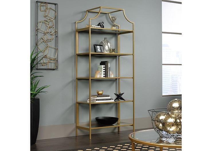 International Luxury Satin Gold Glass Bookcase Throughout Gold Glass Bookcases (View 7 of 15)
