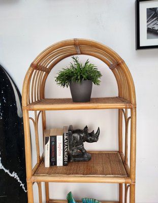 Italian Bamboo Rattan Bookshelf, 1960s For Sale At Pamono In Rattan Bookcases (View 14 of 15)